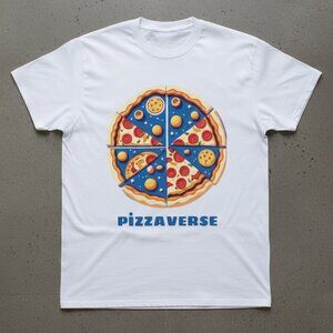 Pizzaverse Funny Pizza Graphic T-Shirt | Multiverse Pizza Slice Tee | Food Lover